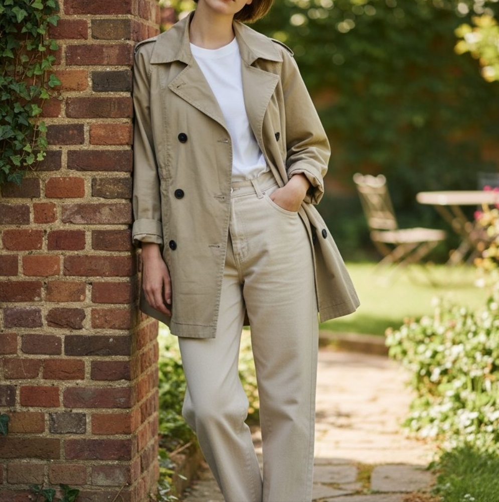 EUC Leith Size Small Beige Double Breasted Trench Coat!